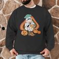 Art Teacher Painting Brushes Retro Pumpkin Ghost Artist Men Graphic Sweatshirt, novelty gifts, funny gifts