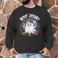 Boo Jour Ghost Halloween French Teacher Cute Coffe Croissant Men Graphic Sweatshirt, novelty gifts, funny gifts