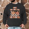 One Thankful Teacher Fall Leaves Thanksgiving Retro Men Graphic Sweatshirt, novelty gifts, funny gifts