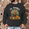 One Thankful Teacher Thanksgiving Turkey Cute Crayon Pencil Men Graphic Sweatshirt, novelty gifts, funny gifts
