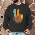 One Thankful Teacher Thanksgiving Turkey Peace Hand Sign Men Graphic Sweatshirt, novelty gifts, funny gifts