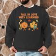 Retro Fall In Love With Learning Autumn Pumpkin Teacher Men Graphic Sweatshirt, novelty gifts, funny gifts