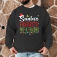 Santa's Favorite Pre-K Teacher Christmas Santa Hat Lights For Men Women Kids Men Graphic Sweatshirt, novelty gifts, funny gifts
