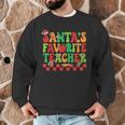 Santas Favorite Teacher Retro Groovy Christmas Xmas Women Men Graphic Sweatshirt, novelty gifts, funny gifts