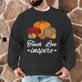 Teach Love Inspire Autumn Fall Plaid Leopard Pumpkin Teacher For Men Women Kids Men Graphic Sweatshirt, novelty gifts, funny gifts