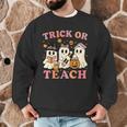Teacher Halloween Trick Or Teach Cute Ghost Coffee Pumpkins Men Graphic Sweatshirt, novelty gifts, funny gifts