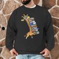 Teacher Shirt Giraffe Holding Books Bookworm Librarian Men Graphic Sweatshirt, novelty gifts, funny gifts