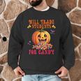 Will Trade Students For Candy Teacher Cute Halloween Pumpkin Men Graphic Sweatshirt, novelty gifts, funny gifts