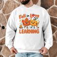 Fall In Love With Learning Thanksgiving Teacher Student Kids Men Graphic Sweatshirt, novelty gifts, funny gifts