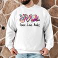 Peace Love Books Librarian Teacher Life Book Library Tie Dye Men Graphic Sweatshirt, novelty gifts, funny gifts
