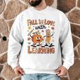 Retro Fall In Love With Learning Autumn Pumpkin Teacher Kids Men Graphic Sweatshirt, novelty gifts, funny gifts