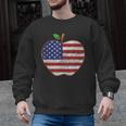American Flag Teachers Students Apple 4th Of July Vintage Men Graphic Sweatshirt, trending gift