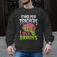 English Teachers Love Brains Zombie Teacher School Halloween Men Graphic Sweatshirt, English Teacher Gifts, trending gift