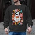 Groovy Halloween Trick Or Teach Retro Floral Ghost Teacher For Men Women Kids Men Graphic Sweatshirt, Groovy Teacher Gifts, trending gift