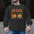 Retro Fall In Love With Learning Autumn Pumpkin Teacher Men Graphic Sweatshirt, trending gift