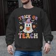 Trick Or Teach Teacher Groovy Ghost Halloween Teacher Men Graphic Sweatshirt, Groovy Teacher Gifts, trending gift