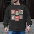 Vintage Preppy Very Merry Teacher Santa Stamps Christmas Men Graphic Sweatshirt, trending gift