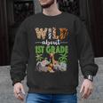 Wild About 1st Grade Teacher Student First Grade Zoo Safari Men Graphic Sweatshirt, First Grade Teacher Gifts, trending gift