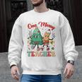 One Merry Teacher Groovy Christmas Tree Pjs Xmas Teacher Men Graphic Sweatshirt, Groovy Teacher Gifts, trending gift