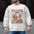Retro Fall In Love With Learning Autumn Pumpkin Teacher Kids Men Graphic Sweatshirt, trending gift