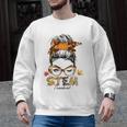 STEM Teacher Messy Bun Fall Vibes Autumn Thanksgiving Men Women Men Graphic Sweatshirt, trending gift