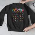 Alphabet Positive Affirmations Back To School Teacher Men Graphic Sweatshirt, funny design Alphabet Positive Affirmations Back To School Teacher Men Graphic Sweatshirt, funny design