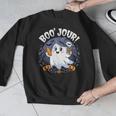 Boo Jour Ghost Halloween French Teacher Cute Coffe Croissant Men Graphic Sweatshirt, funny design
