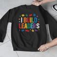 I Build Leaders Bricks Building Blocks Teacher Brick Builder Men Graphic Sweatshirt, funny design