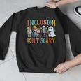 Cute Inclusion Isn't Scary Teacher Skeleton Ghost Halloween Men Graphic Sweatshirt, funny design