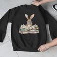 Cute Reading Bunny Glasses Books Bookworm Reader Teacher Men Graphic Sweatshirt, funny design