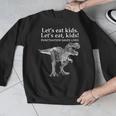 Lets Eat Kids Punctuation Saves Lives Dinosaur Teacher Men Graphic Sweatshirt, funny design