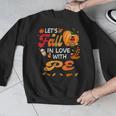 Lets Fall In Love With PE Teacher Thanksgiving Men Graphic Sweatshirt, Pe Teacher Gifts, funny design