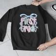 First Grade Coquette Bow Girls Teacher Team 1st Grade Squad Men Graphic Sweatshirt, First Grade Teacher Gifts, funny design First Grade Coquette Bow Girls Teacher Team 1st Grade Squad Men Graphic Sweatshirt, First Grade Teacher Gifts, funny design