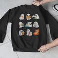 Ghost Reading Teacher Halloween Librarian Book Lover School Men Graphic Sweatshirt, funny design