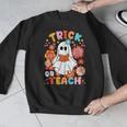 Groovy Halloween Trick Or Teach Retro Floral Ghost Teacher For Men Women Kids Men Graphic Sweatshirt, Groovy Teacher Gifts, funny design