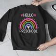 Hello Preschool Teacher Student Girls Rainbow Back To School Men Graphic Sweatshirt, funny design