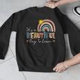 It's A Beautiful Day To Learn Cute Rainbow Boho Teacher Men Graphic Sweatshirt, funny design