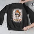 Messy Bun Spooky Teacher Bleached Halloween Teachers Men Graphic Sweatshirt, funny design