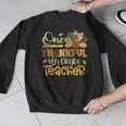 One Thankful 4th Grade Teacher Turkey Leopard Thanksgiving Men Graphic Sweatshirt, First Grade Teacher Gifts, 4th Grade Teacher Gifts, funny design
