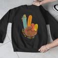 One Thankful Teacher Thanksgiving Turkey Peace Hand Sign Men Graphic Sweatshirt, funny design