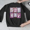 Preppy Spooky Teacher Halloween Ghost Coquette Bow Autumn Men Graphic Sweatshirt, funny design