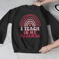 Rainbow Retro Homeschool Mom Teacher I Teach In My Pajamas Men Graphic Sweatshirt, funny design