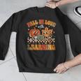 Retro Fall In Love With Learning Autumn Pumpkin Teachers Men Graphic Sweatshirt, funny design