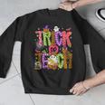 Retro Trick Or Teach Leopard Ghost Halloween Spooky Teacher Men Graphic Sweatshirt, funny design