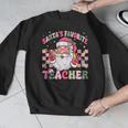 Santa's Favorite Teacher Groovy Christmas Teacher Boys Girls Men Graphic Sweatshirt, Groovy Teacher Gifts, funny design