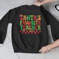 Santas Favorite Teacher Retro Groovy Christmas Xmas Women Men Graphic Sweatshirt, Groovy Teacher Gifts, funny design