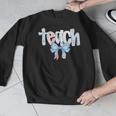 Teach Teacher Coquette Bow Pencil Back To School First Day Men Graphic Sweatshirt, funny design Teach Teacher Coquette Bow Pencil Back To School First Day Men Graphic Sweatshirt, funny design