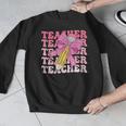 Teacher Pencil Back To School Groovy Pink Teacher First Day Men Graphic Sweatshirt, Groovy Teacher Gifts, funny design Teacher Pencil Back To School Groovy Pink Teacher First Day Men Graphic Sweatshirt, Groovy Teacher Gifts, funny design