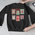 Vintage Preppy Very Merry Teacher Santa Stamps Christmas Men Graphic Sweatshirt, funny design