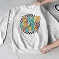 Back To School Groovy Teacher 1st First Grade Crew Squad Men Graphic Sweatshirt, Groovy Teacher Gifts, First Grade Teacher Gifts, funny design